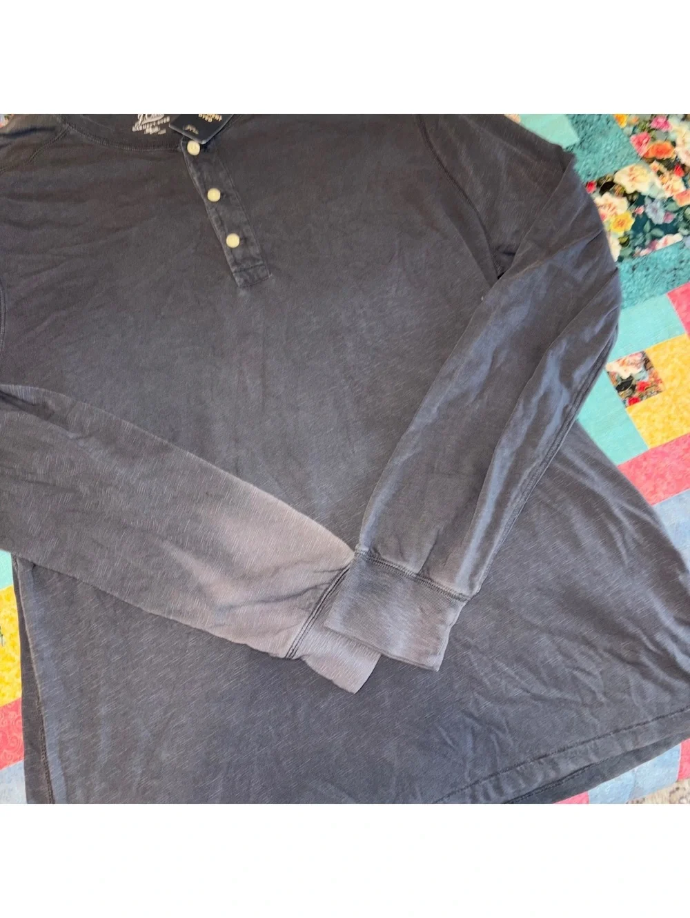 J.Crew NEW Vintage Wash Mens XXLT Long Sleeve Henley Shirt Tee Navy Blue t-shirt